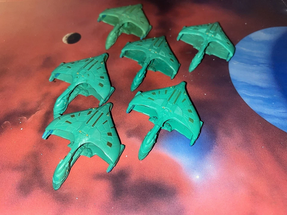 Star Trek Micro Machines Lot X6 Romulan Warbird Cruiser Space Ship Fleet TNG - Image 1 of 1