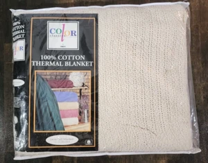 VTG NOS Owen Color Classics 100% Cotton Thermal Blanket Twn/Ful Grannycore USA - Picture 1 of 8