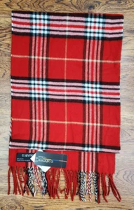 Cashmink V. Fraas Scarf Floral Fringe Soft Red Plaid New - Picture 1 of 7