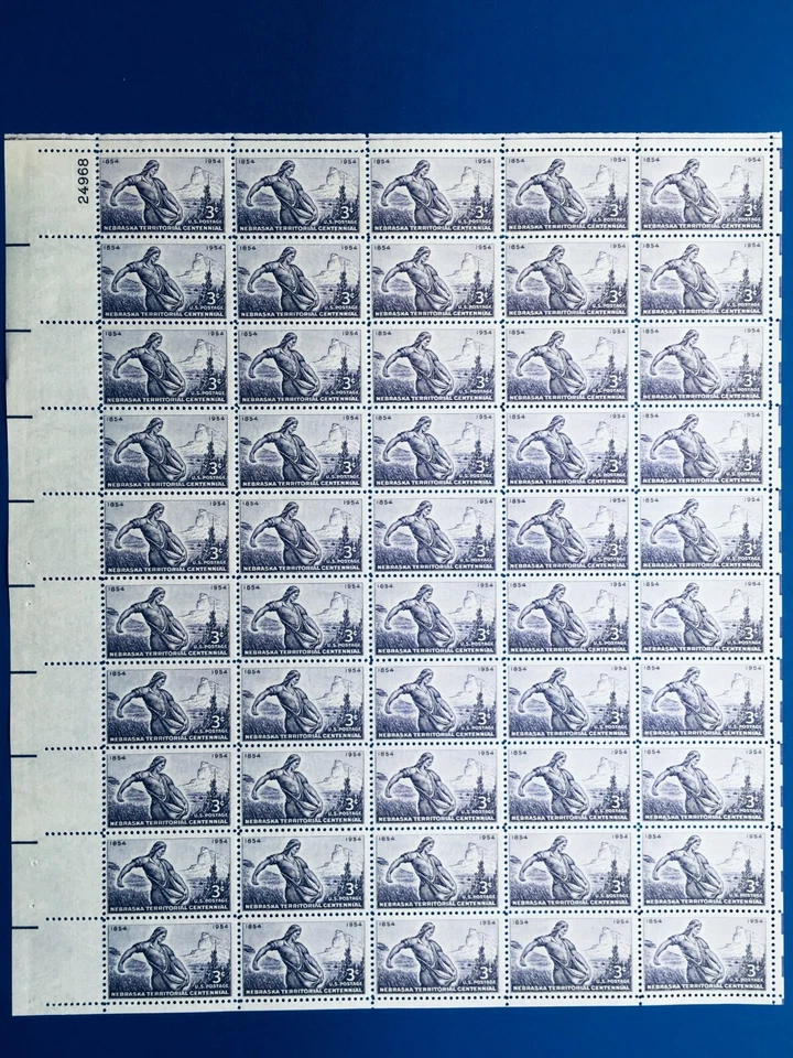 SC# 1060 MNH Sheet of the 1954 Nebraska Territory 3 Cent Stamps - Image 1 of 1