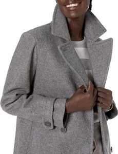 Women's Jacket Overcoat Plush Peacoat HEATHER GREY Coat Size L/XL - Picture 1 of 6