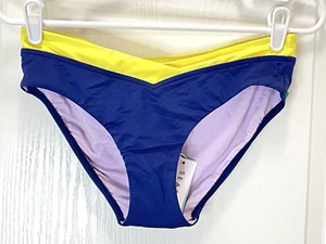 Seafolly Australia Swim Bikini Bottom In the Loop Retro V Front Pant US 8 Blue - Picture 1 of 3