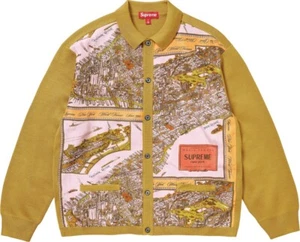 Supreme Silk Map Cardigan / Mustard / Size Large / FW23 - Picture 1 of 5