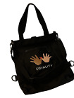 EQUALITY Black Canvas Tote Messenger Bag Hands Heart Kindness  by Most Wanted 
