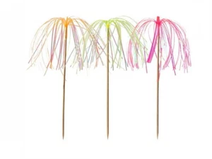100 Deko Picker 15,5 cm neon Feuerwerk Palme Eisdekoration Cocktail - Bild 1 von 1