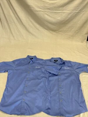 (2) Kwik Star Hombre’s Grande Botón Frontal Uniforme Trabajo Azul Lands End Outfitters Foto 1 de 4