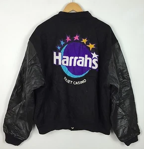 CHAQUETA LETTERMAN DE CUERO DE COLECCIÓN GOLDEN BEAR EE. UU. VARSITY HARRAHS JOLIET CASINO REINO UNIDO XL - Imagen 1 de 8