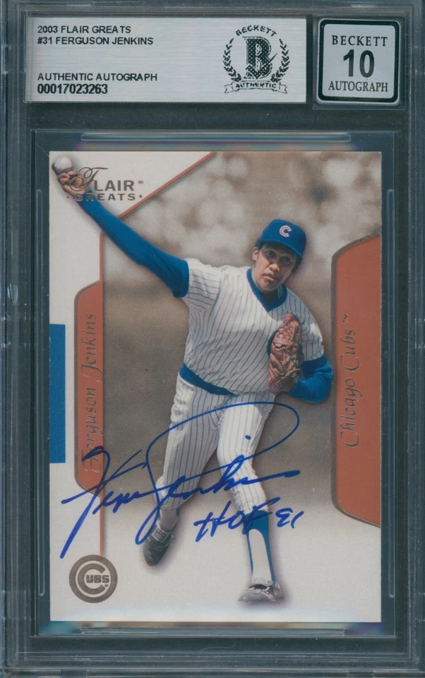 2003 Flair Greats #31 Fergie Jenkins Beckett Authentic Signed Auto 10 *3263 - Image 1 of 1