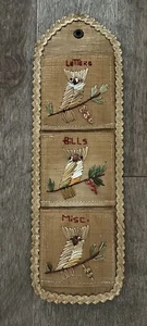 Vintage Wand Organizer Posthalter geflochten Weidengeflecht Eule Natur Motiv - Bild 1 von 13