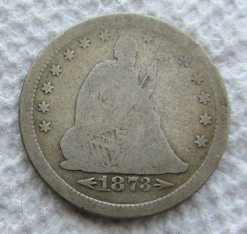 1873-S Arrows Seated Liberty Quarter Rare Date San Francisco Partial Liberty Cover