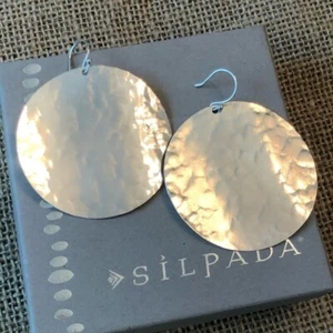 Orecchini Silpada Martellato Argento Sterling 925 Bagliore di Luna W2251 - Foto 1 di 3