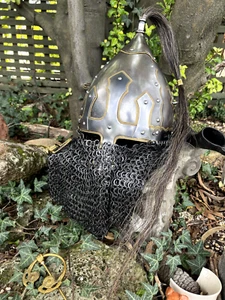 Black Grave Viking Helmet, Reenactment, Huscal, Full Contact, Hema, Maille Cover - Picture 1 of 9