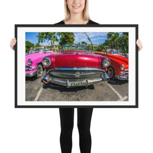 HAVANA CLASSIC RED CAR | Framed poster - Picture 1 of 10