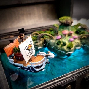 OnePiece box Lamp, Ocean Dorama, Ocean Pirate Ship in Light Box, Epoxy Lamps - Picture 1 of 10