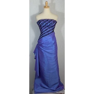 Flirt Maggie Sottero Prom Pageant Side Drape Dress Sz 4 Strapless Purple Lace-up - Picture 1 of 12