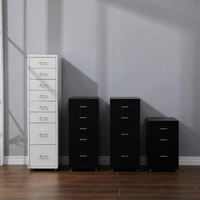 UKWAREHOUSESALES 3/4/5/6/8 Drawers Metal Office Filing Cabinet Cupboard Storage Drawer on Castor