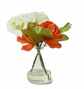 New Artificial Poppies Red In Glass Pot- 13 Cm - Picture 1 of 4