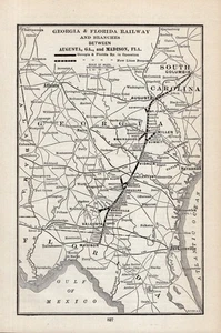 1909 Antique Georgia & Florida Railway Map Augusta GA to Madison Florida 2533 - Picture 1 of 3