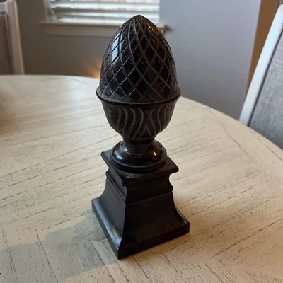 Large 9” Metal Bronze Color Pineapple Acorn Artichoke Finial/Pedestal India - Image 1 of 4