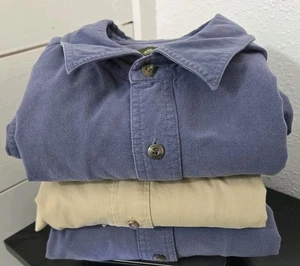 3 Camicia Eddie Bauer XL Alta Blu Scamosciata Flanella Vintage 100% Cotone e Marrone Lavoro Autunno - Foto 1 di 19
