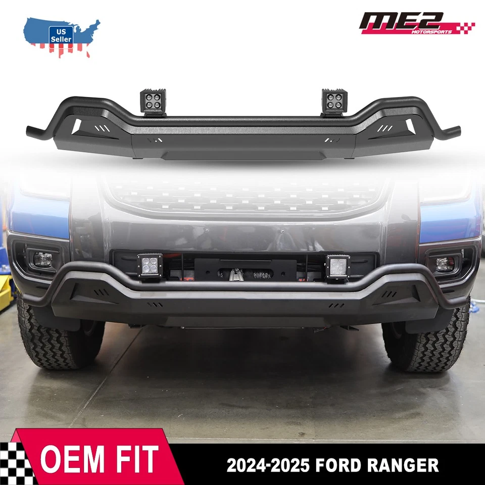 Conjunto de parachoques delantero ancho completo de acero con recubrimiento en polvo para Ford Ranger 2024-2025 Foto 1 de 4