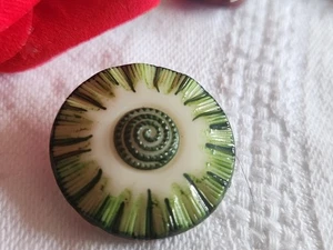 Bouton ancien en verre blanc vert émaillé 2,3 cm année 20/30 ref 2870 - Picture 1 of 4