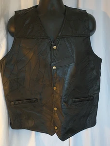 Italian Stone Design Western Biker Patch Weste Herren Größe XL Navarra Leder Co - Bild 1 von 11