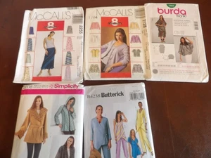 Lot of 5 Burda, Butterick, McCall's, & Simplicity , Coats, Kaftan, TopsPlus size - Picture 1 of 7