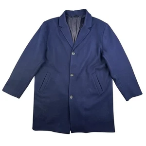 Vintage Old Navy Topcoat Men's Size XXL Navy Blue Wool Blend Overcoat - Picture 1 of 12