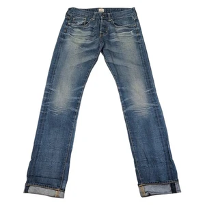 AG Adriano Goldschmied Women 26 Distressed Button Fly Red Line Selvedge Straight - Picture 1 of 9