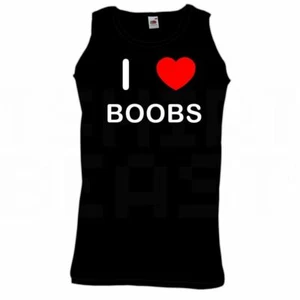 Boobs I Love Heart Vest Adult Crew Neck Athletic Gym Vest - Picture 1 of 18