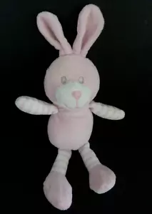 E8. TOMKIDS KIDDY KUSCHELTIER HASE rosa weiß gestreift 21 cm + Ohr sehr guter Zustand* - Bild 1 von 3