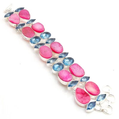 Top Titanium Druzy Blue Tanzanite Gemstone Bracelet Jewellery Size 8 Inches - Image 1 of 4