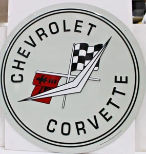 Large CHEVROLET CORVETTE Round Metal Dome SIGN Wall Sign Décor 23.5" - Picture 1 of 4