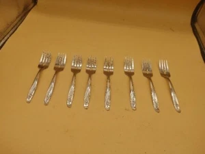 8 ONEIDA CUSTOM EDELSTAHL ROSEANNE MUSTER SALAT DESSERTGABELN  - Bild 1 von 2