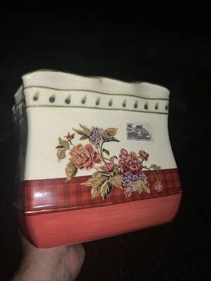 Cubierta de caja de pañuelos vintage Chambord CROSCILL a cuadros floral peonía lila ❤️sj10m1 Foto 1 de 4