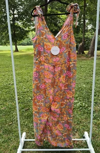 Rusttydustty 3XL Boho Floral Wide Leg Sleeveless Jumpsuit w/Tie Straps NWT - Picture 1 of 9