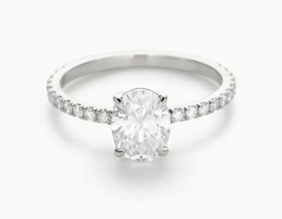 1.30 Ct Oval Cut Lab Created Diamond Engagement Ring 925 Sterling Silver Size 6 - Image 1 of 4