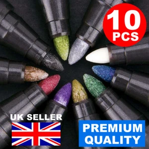 10PC METALLIC PAINT PEN MARKER GLASS PAINTING CERAMIC PORCELAIN ROCK WOOD KIT UK - Picture 1 of 6
