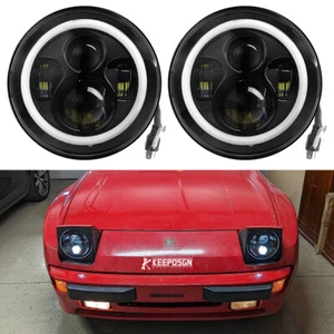 2x7" Inch Round LED Headlights w/ Turn Signal Lamp For Porsche 944 1983-1991 - Picture 1 of 6