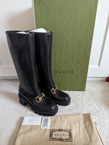 Brand New Gucci Horsebit-detail Black Knee-high Boots UK 5 EU 3 US 8 rrp £710 - Picture 1 of 10