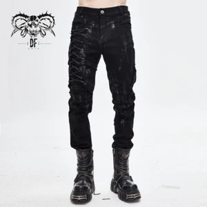 Pantalones tácticos de encaje de moda del diablo para hombre ropa gótica ajustados - Imagen 1 de 4