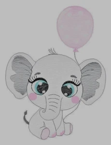 Baby Elefant Luftballons Quilt Block bestickt groß - Bild 1 von 1