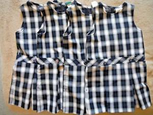 4 FLYNN O’HARA Girl’s Jumper School UNIFORMS 6G White & Navy Plaid style 94-39 - Picture 1 of 10
