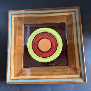 Vietri Fusions Square 10.5" Dinner Plate - Brown Made in Italy - Picture 1 of 6
