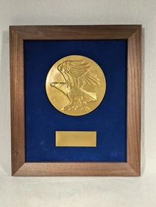 SOM Symbol Of Freedom Eagle Bronze Medal Medallion By Karl Gruppe Framed Plaque - Picture 1 of 6
