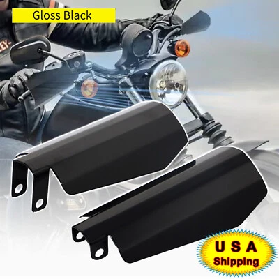 Gloss Black Coffin Cut Wind Protector Hand Guard For Harley Road Glide King FLTR - Image 1 of 4
