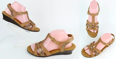 SAS Aurora T-Strap Sandal Sparks Gold Camel Tan Sz 9.5 M - Image 1 of 4