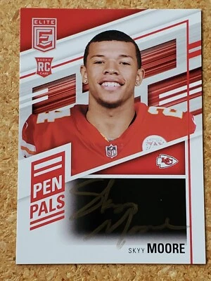 Skyy Moore 2022 Donruss Elite Pen Pals Black Gold SP Rookie Auto Chiefs RC - Image 1 of 2