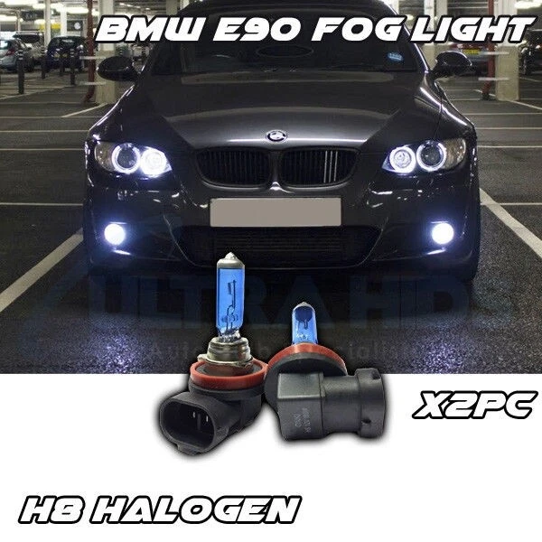 2x H8 HALOGEN FOGLIGHT BULBS BMW E90 6000K SUPER BRIGHT WHITE XENON DRL BULBS - Image 1 of 1